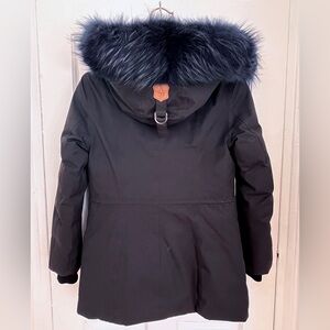 Mackage Danea Down Parka Puffer Coat with Detachable Blue Fur Trim XXS